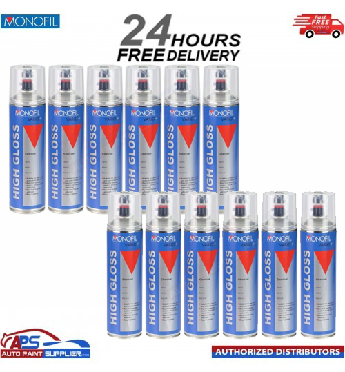 12x MONOFIL VARIO+ HIGH GLOSS CLEARCOAT FINISH LACQUER SPRAY CLEAR Aerosol 500ml